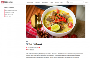 인도네시아 ‘소또브따위’, 日 라멘 제치고 ‘세계 5대 수프’ 등극