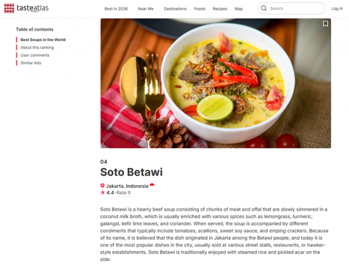 인도네시아 ‘소또브따위’, 日 라멘 제치고 ‘세계 5대 수프’ 등극