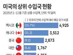 미국의 상위 수입국 현황