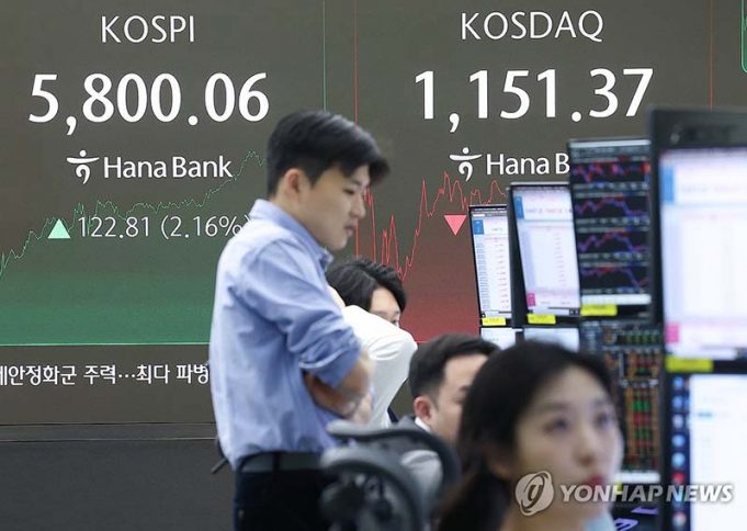 5800 넘긴 코스피…코스닥은 하락세