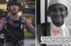 말루쿠 14세 중학생, 경찰 기동대 철모 폭행에 사망