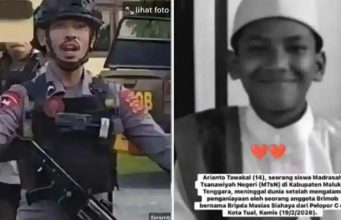 말루쿠 14세 중학생, 경찰 기동대 철모 폭행에 사망