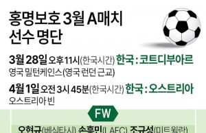 홍명보호 3월 A매치 선수 명단