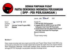 투쟁민주당(PDIP), 당원의 ‘무료 영양 급식(MBG)’ 사업 참여 전면 금지
