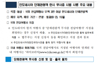 5월 28일부터 인도네시아 3인 이상 단체관광객 ‘무사증’ 입국 전격 시행