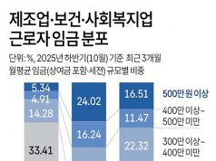 제조업·보건·사회복지업 근로자 임금 분포